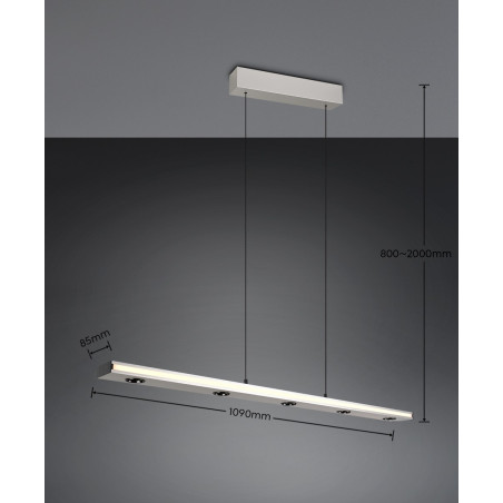 GRAHAM Pendant incl.1x44W LED/4200Lm/2300 - 4000K 150cm/ 110cm/ 9cm/  Trio