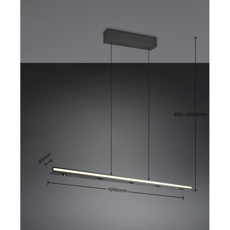 GRAHAM Pendant incl.1x44W LED/4200Lm/2300 - 4000K 150cm/ 110cm/ 9cm/  Trio