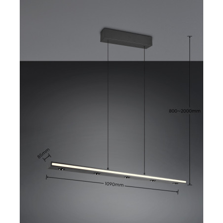 GRAHAM Pendant incl.1x44W LED/4200Lm/2300 - 4000K 150cm/ 110cm/ 9cm/  Trio