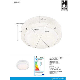 Plafon zewnętrzny okrągły Luna LED 22 Biały marki Markslojd