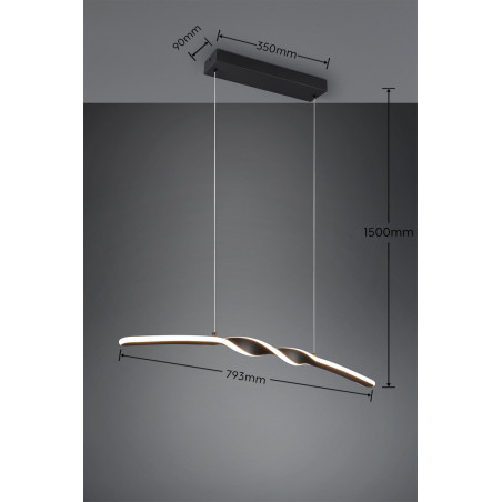 GINKO Pendant incl.1x16W LED/2000Lm/3000K 150cm/ 79cm/ 9cm/  Reality