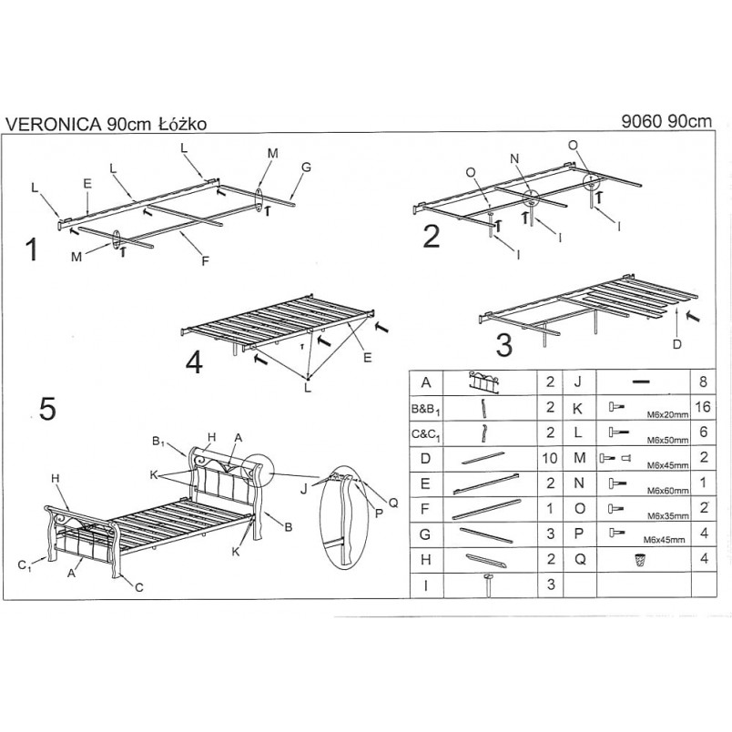 Łóżko jednoosobowe Veronica 90x200 Halmar | Drewno antyczne