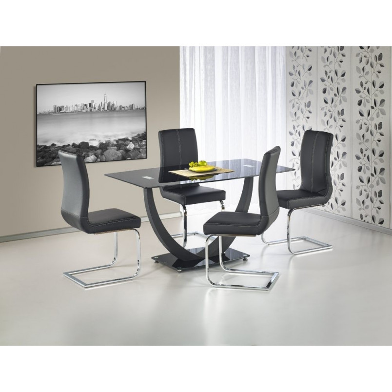 Stół szklany prostokątny Anton 140x80 czarny Halmar | Salon24