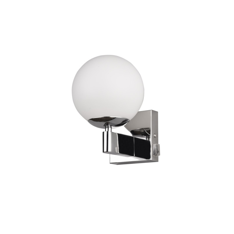 Kinkiet do łazienki kula szklana z włącznikiem Kula opal / chrom Trio