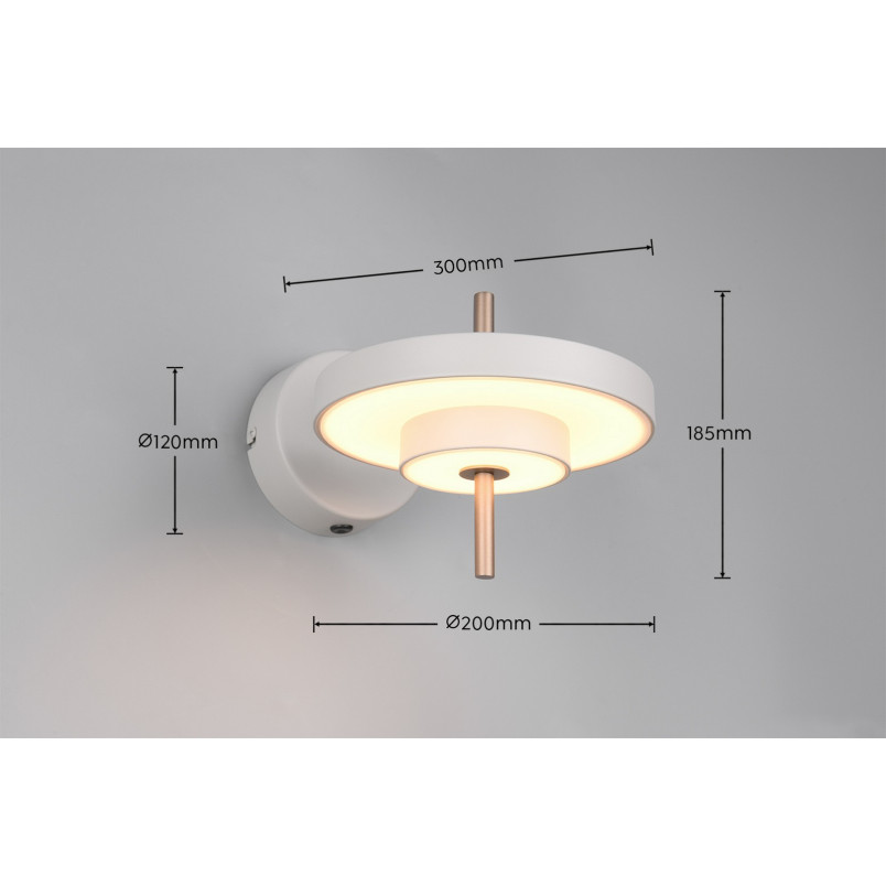 KEATON Wall lamp 10W LED 1150lm 2300+3000+4000K 30x20x17.5cmshade size: D20x25cm Trio