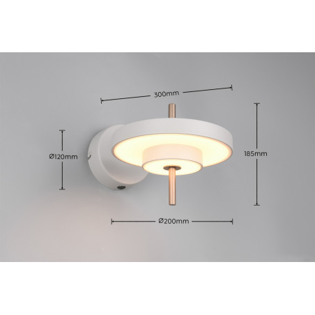 KEATON Wall lamp 10W LED 1150lm 2300+3000+4000K 30x20x17.5cmshade size: D20x25cm Trio