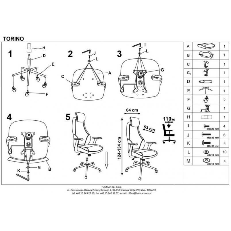 Fotel biurowy Torino czarny Halmar | Ergonomia i styl