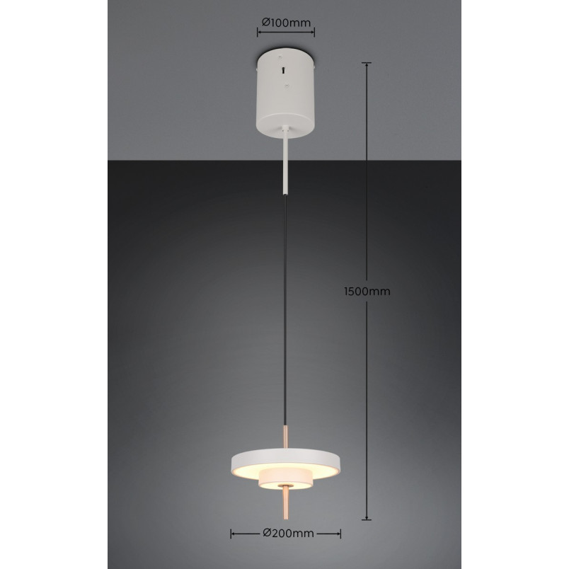 KEATON Pendant 10W LED 1150lm 2300+3000+4000K D20x150cm，shade size: D20x5cm Trio