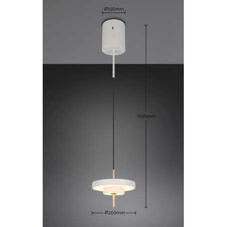 KEATON Pendant 10W LED 1150lm 2300+3000+4000K D20x150cm，shade size: D20x5cm Trio