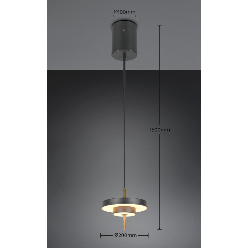 KEATON Pendant 10W LED 1150lm 2300+3000+4000K D20x150cm，shade size: D20x5cm Trio