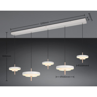 KEATON Pendant 54W LED 6210lm 2300+3000+4000K 140x30x150cm shade size: D20x5cm+D30x6.5cm Trio