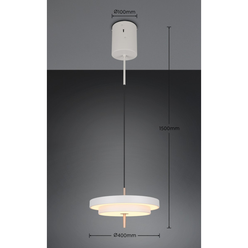 KEATON Pendant 36W LED 3960lm 2300+3000+4000K D40x150cm，shade size: D40x8cm Trio