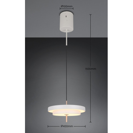 KEATON Pendant 36W LED 3960lm 2300+3000+4000K D40x150cm，shade size: D40x8cm Trio