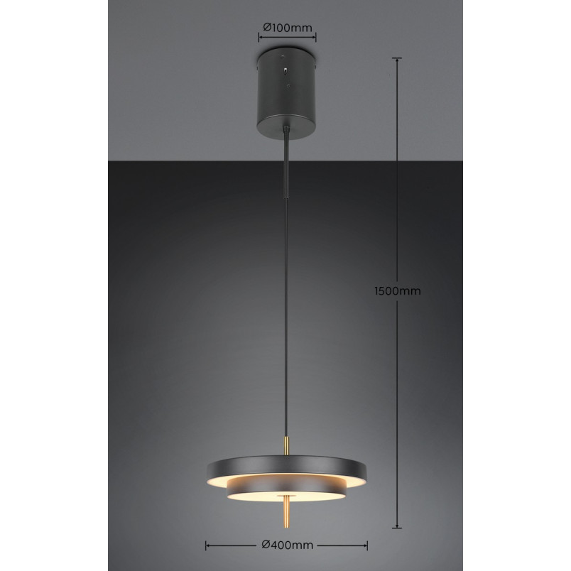 KEATON Pendant 36W LED 3960lm 2300+3000+4000K D40x150cm，shade size: D40x8cm Trio