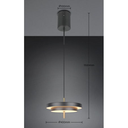 KEATON Pendant 36W LED 3960lm 2300+3000+4000K D40x150cm，shade size: D40x8cm Trio