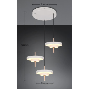 KEATON Pendant 32W LED 3450lm 2300+3000+4000K 41x38x150cm，shade size: D20x5cm*3 Trio