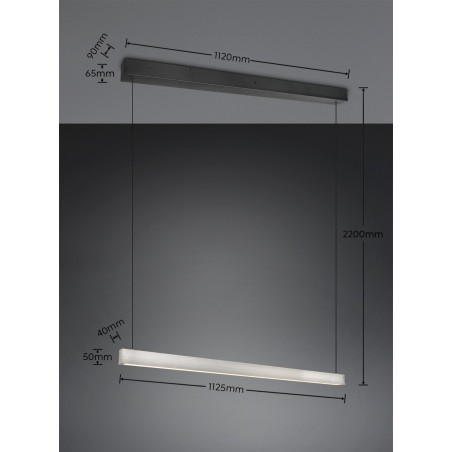 WALLACE Pendant 30W LED 3000lm 2300+3000+4000K L:112.5xW:9xH:200 Trio