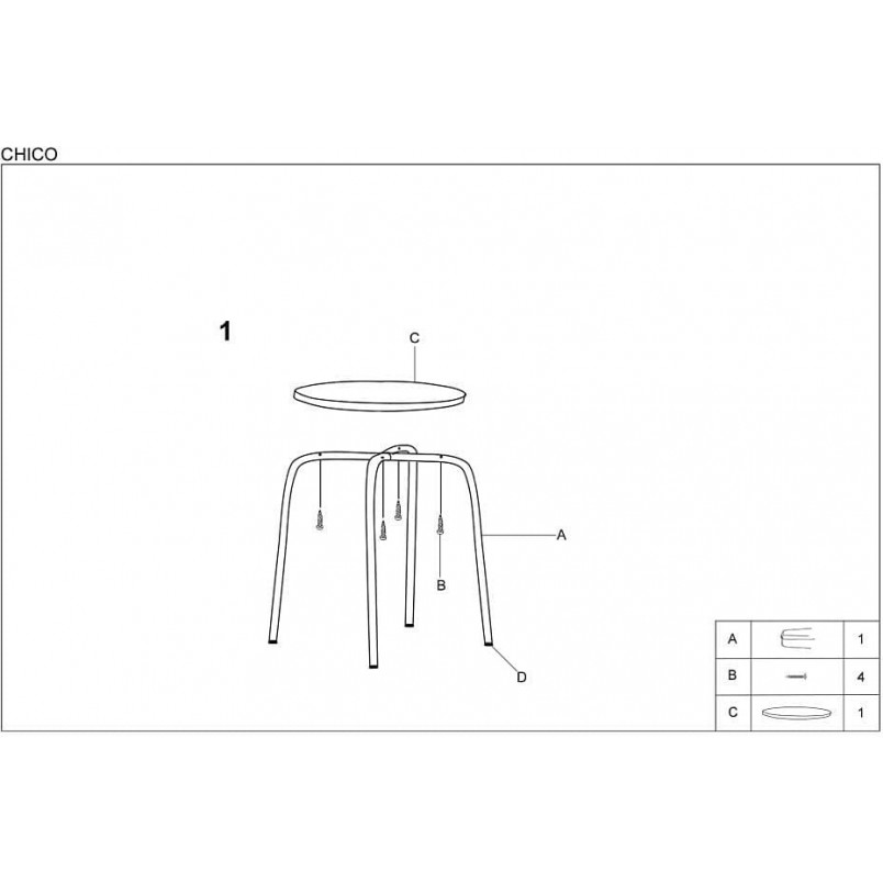 Taboret Chico Halmar | Czarny, Chrom | Sklep Meble
