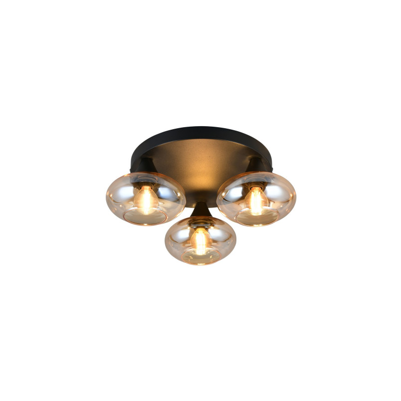 DIVINA Ceiling lamp E14*3 Canopy:D280*25MM Amber glass:D150MM Size：D390*160 Reality
