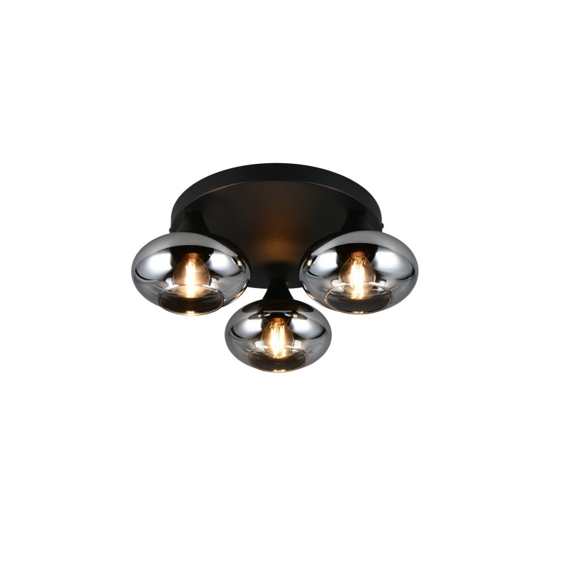 DIVINA Ceiling lamp E14*3 Canopy:D280*25MM smoke glass:D150MM Size：D390*160 Reality