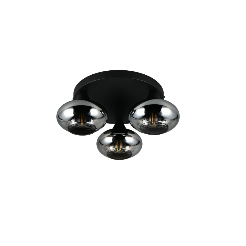 DIVINA Ceiling lamp E14*3 Canopy:D280*25MM smoke glass:D150MM Size：D390*160 Reality