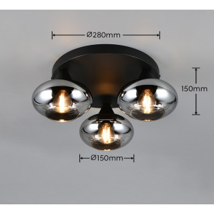 DIVINA Ceiling lamp E14*3 Canopy:D280*25MM smoke glass:D150MM Size：D390*160 Reality
