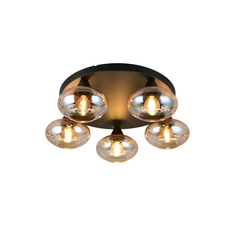 DIVINA Ceiling lamp E14*5 Canopy:D380*25MM Amber glass:D150MM Size :D490*160MM Reality