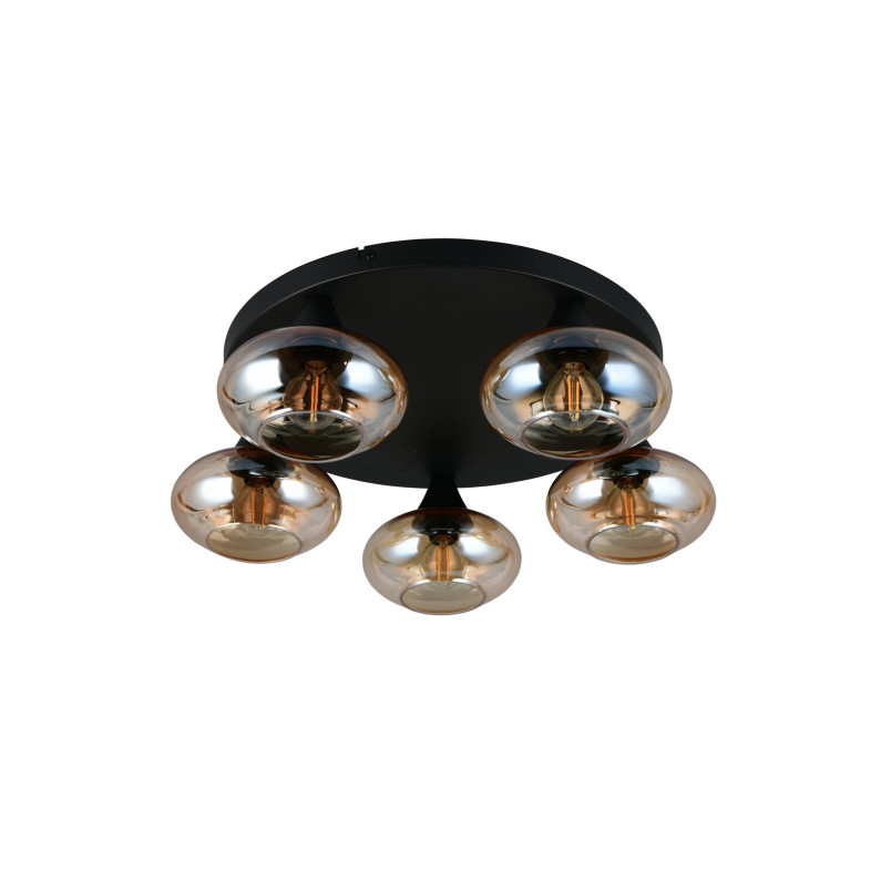 DIVINA Ceiling lamp E14*5 Canopy:D380*25MM Amber glass:D150MM Size :D490*160MM Reality