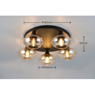 DIVINA Ceiling lamp E14*5 Canopy:D380*25MM Amber glass:D150MM Size :D490*160MM Reality