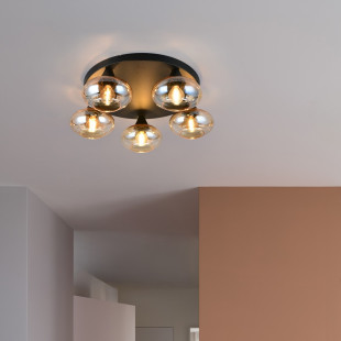 DIVINA Ceiling lamp E14*5 Canopy:D380*25MM Amber glass:D150MM Size :D490*160MM Reality