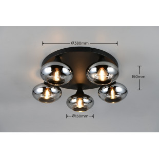 DIVINA Ceiling lamp E14*5 Canopy:D380*25MM Smoke glass:D150MM SIze:D490*160MM Reality