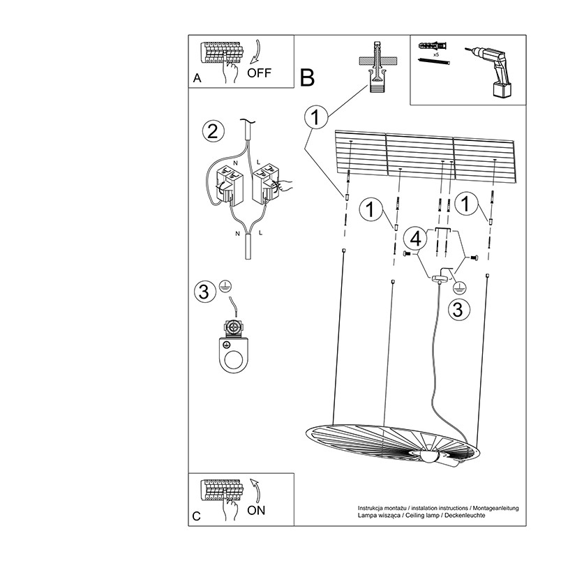 Lampa wisząca LEHDET biała Thoro