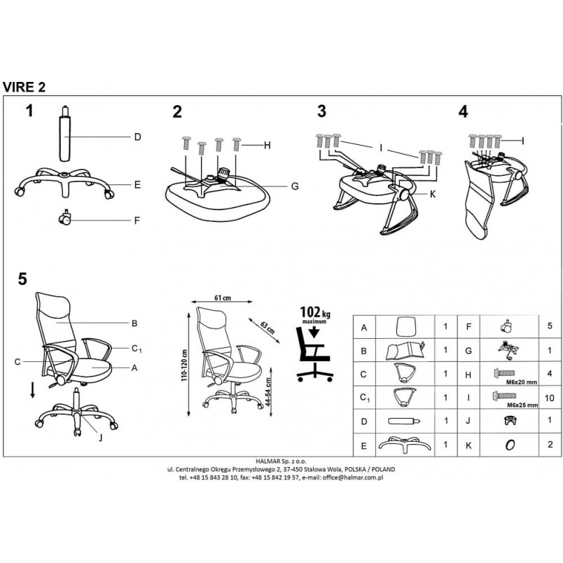 Fotel biurowy VIRE Halmar - Komfort i Ergonomia