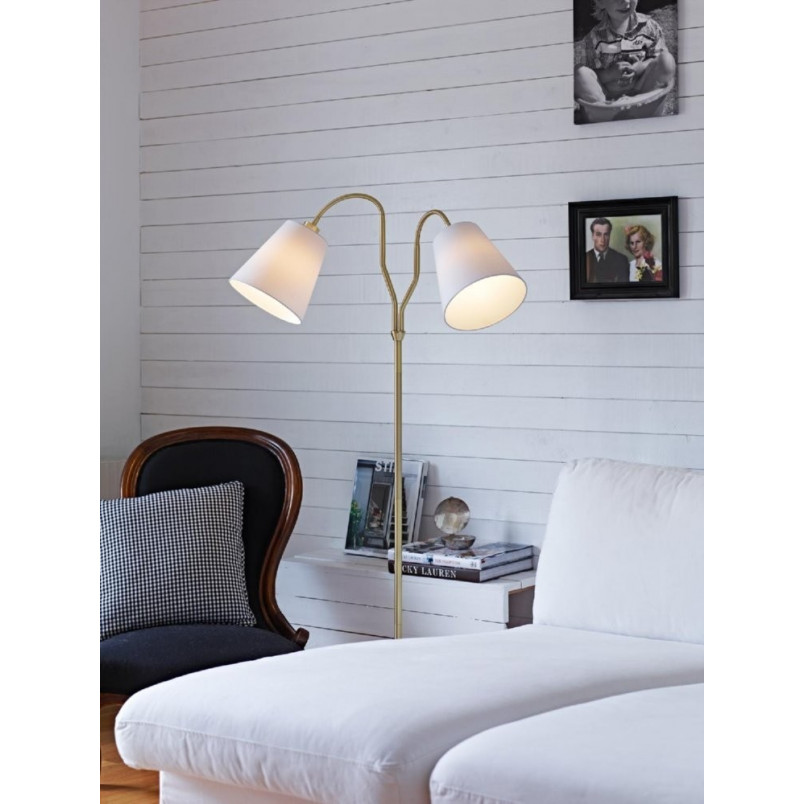 Lampa podłogowa Modena biała/mosiądz | Markslojd - Klasyczny design