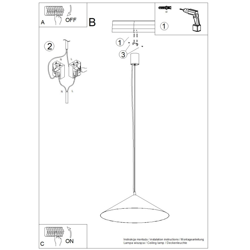 Lampa wisząca FINT biała LED 3000K Thoro