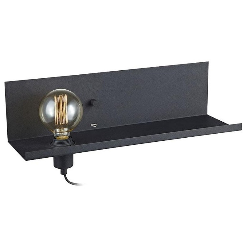 Kinkiet Industrialny Czarny Markslojd z Półką i USB - Multi 50cm