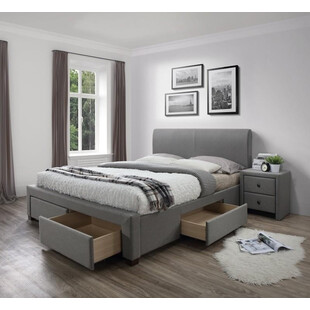 Łóżko tapicerowane Modena 160x200 szare Halmar | Komfort i styl