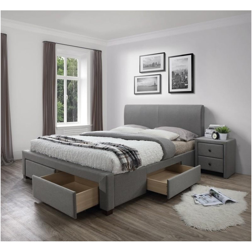 Łóżko tapicerowane Modena 160x200 szare Halmar | Komfort i styl