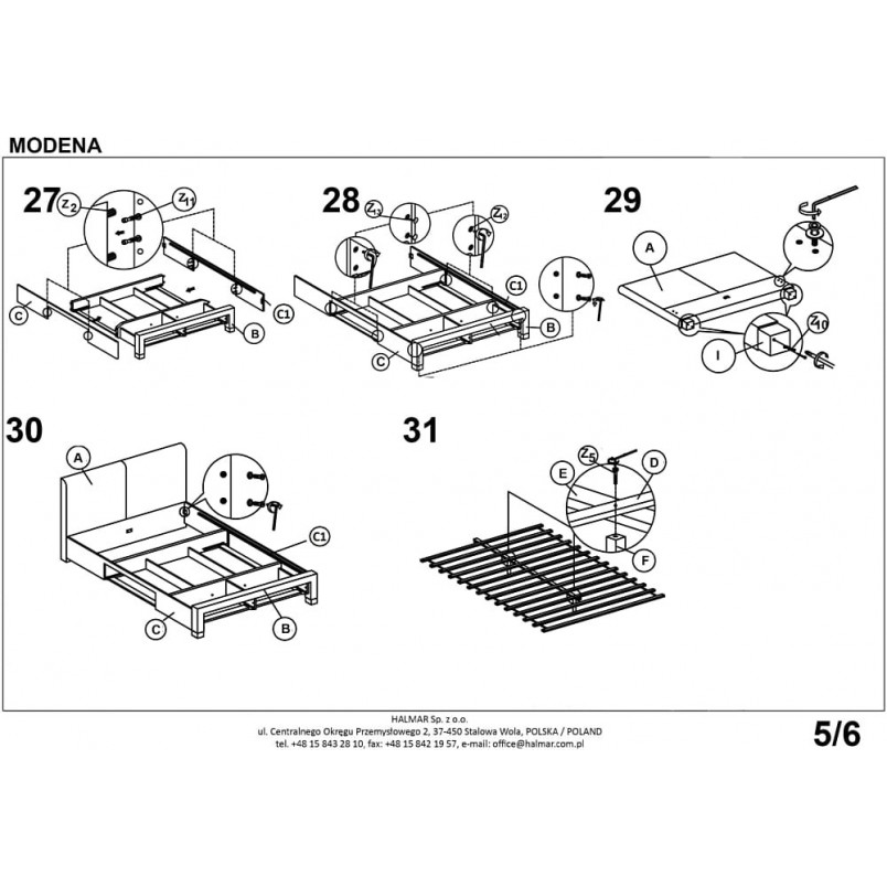 Łóżko tapicerowane Modena 160x200 szare Halmar | Komfort i styl