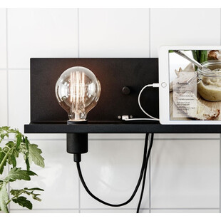Kinkiet Industrialny Czarny Markslojd z Półką i USB - Multi 50cm