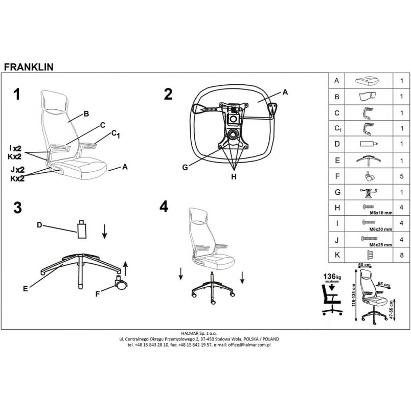 Fotel biurowy Franklin Halmar - Komfort i ergonomia
