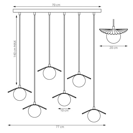 Lampa Flora 6 Mokka Opal Emibig