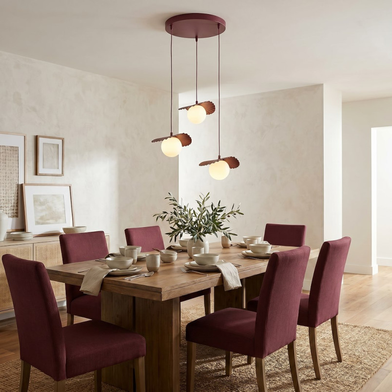 Lampa Flora 3Prem Burgundy Opal Emibig