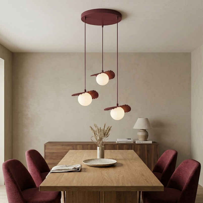 Lampa Flora 3Prem Burgundy Opal Emibig