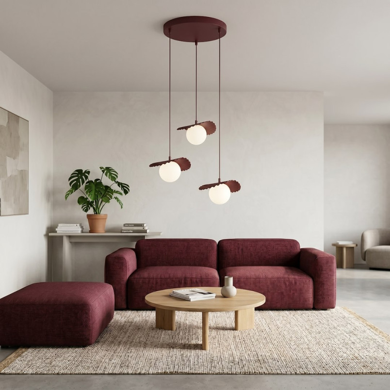 Lampa Flora 3Prem Burgundy Opal Emibig