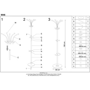 Wieszak stojący Halmar W46 srebrny - Elegancki design