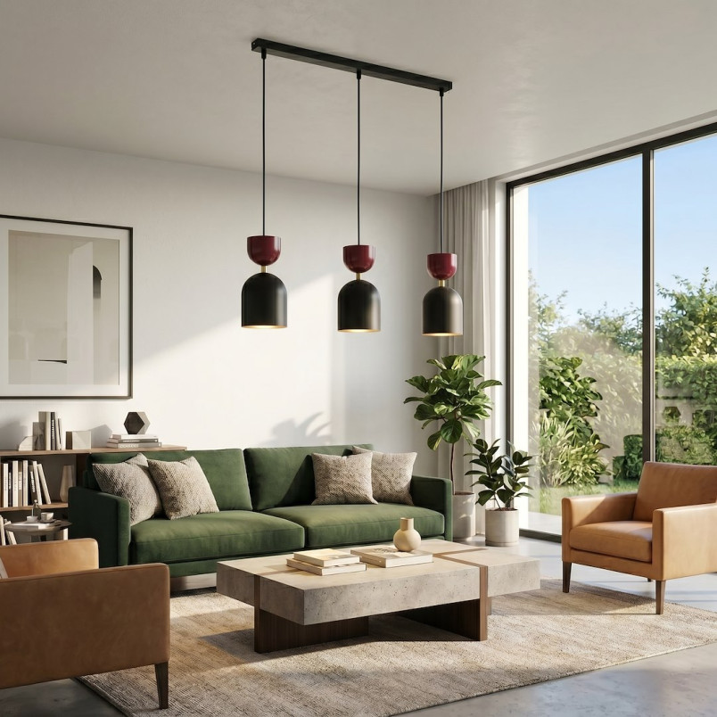 Lampa Gaudi 3 Black Burgundy Emibig