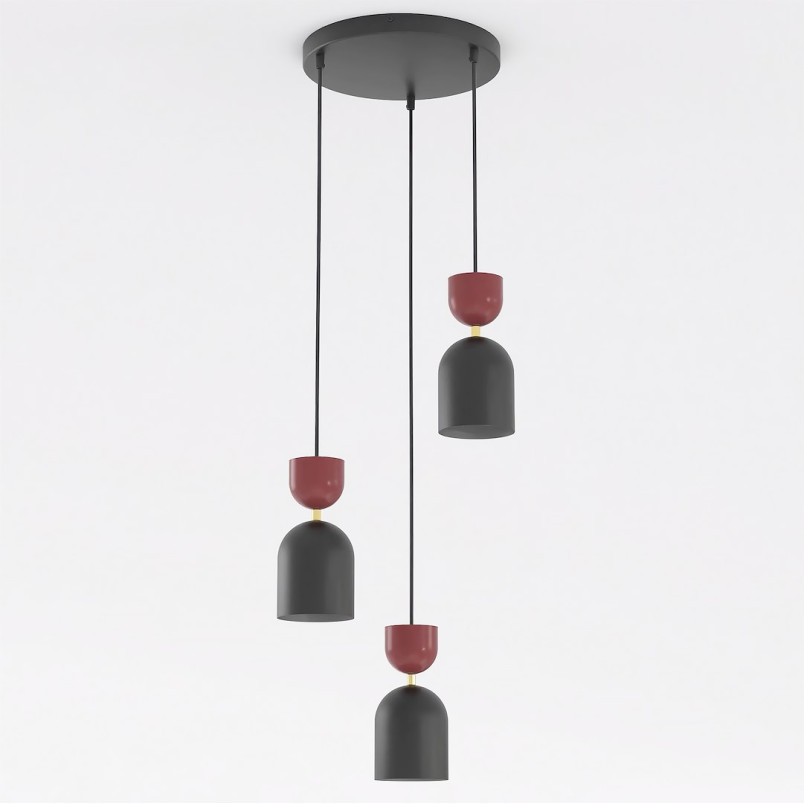 Lampa Gaudi 3Prem Black Burgundy Emibig
