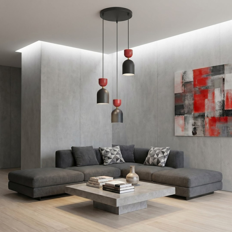 Lampa Gaudi 3Prem Black Burgundy Emibig