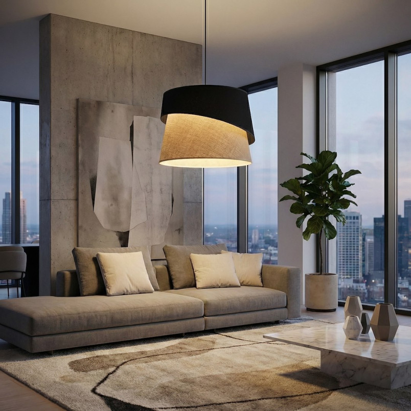 Lampa Canva 1 Black Natural Emibig